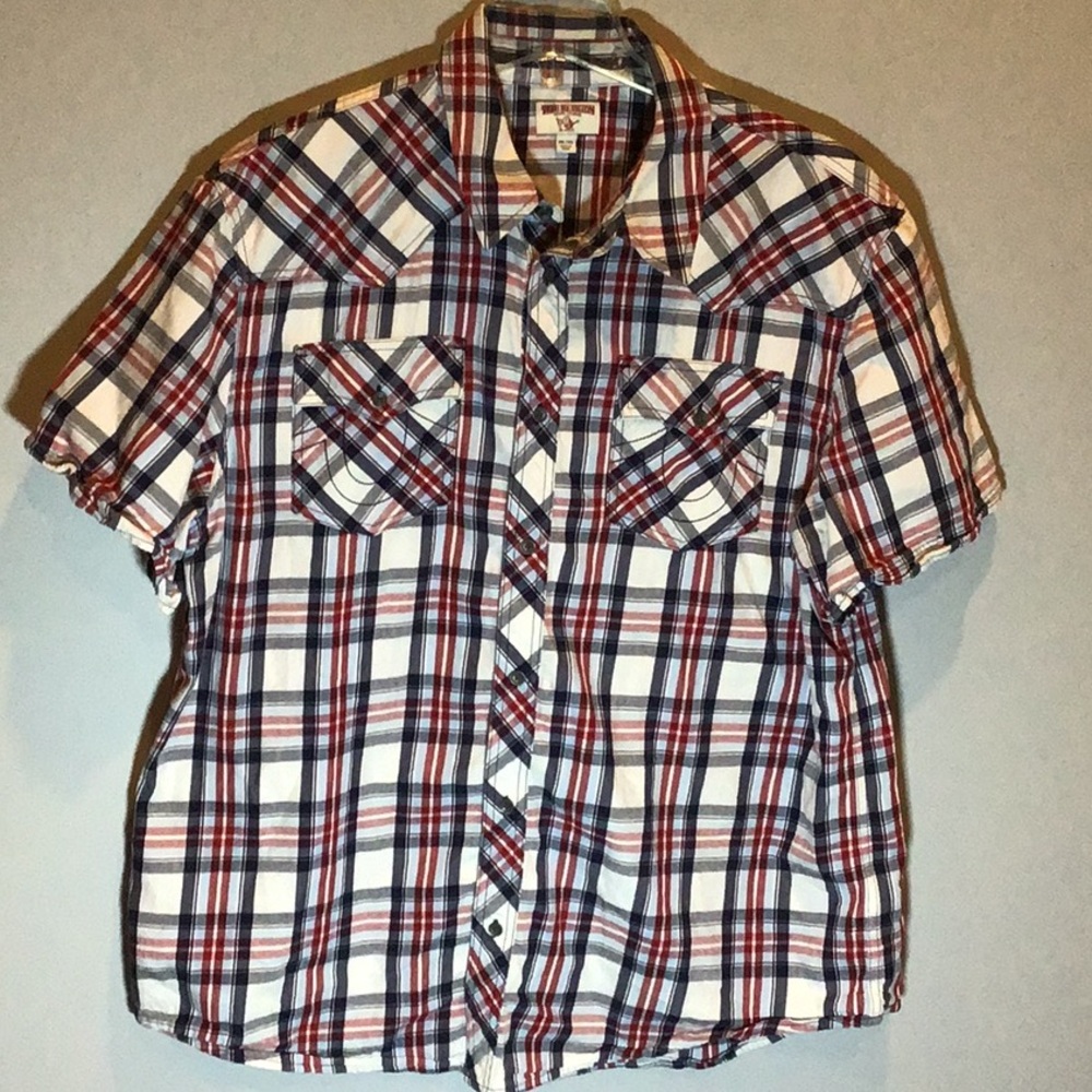 True religion plaid button down shirt